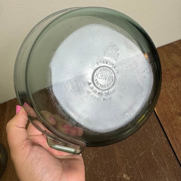 Vintage 1940s Flameware D-K 833-B Blue Tint Pan Skillet Bowl USA - Picture 4 of 9